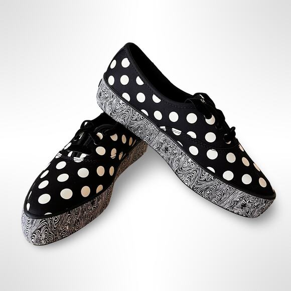 KEDS X BATSHEVA Womens 7 Point Almond Toe Black/White Polka Dot Platform Lace Up - Picture 1 of 10